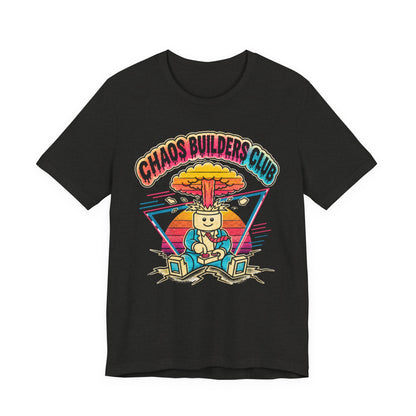 Chaos Builders Club 80s T‑Shirt — Retro Lego Head Mushroom Cloud Graphic Tee