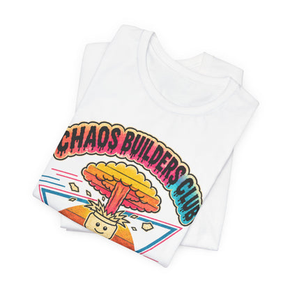 Chaos Builders Club 80s T‑Shirt — Retro Lego Head Mushroom Cloud Graphic Tee