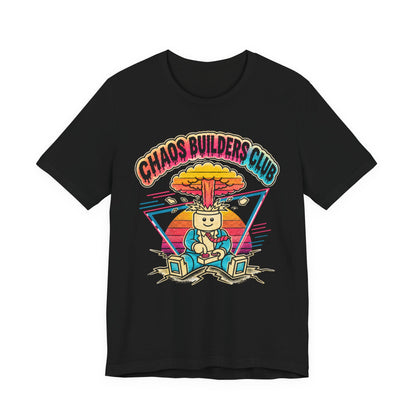 Chaos Builders Club 80s T‑Shirt — Retro Lego Head Mushroom Cloud Graphic Tee